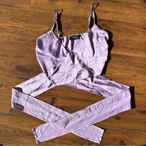 Cider Lavender Satin Wrap Top